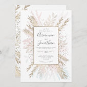 ゴールドの草原の優しいバラ色のピンク。 招待状 (正面/裏面)