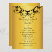 ゴールドの華麗なモノグラム リハーサルディナー招待状 招待状 (正面/裏面)