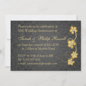 ゴールドの葉とハートの寄り添う形 50周年記念 招待状 (裏面)