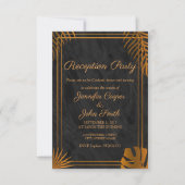ゴールドの葉と幾何学的なフレーム 現代の受付 招待状 (正面)