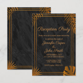 ゴールドの葉と幾何学的なフレーム 現代の受付 招待状