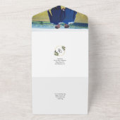 ゴールドの葉のオールインワン結婚式招待状 オールインワン招待状 (外側)