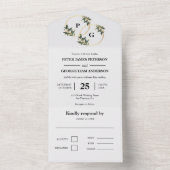 ゴールドの葉のオールインワン結婚式招待状 オールインワン招待状 (内側)