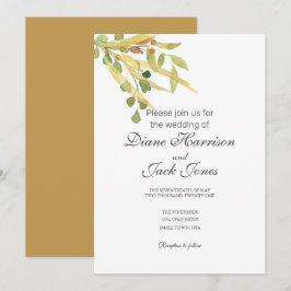 ゴールドの葉の結婚式招待状 招待状