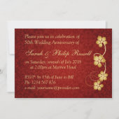ゴールドの葉、蔓、ハート 50周年結婚記念日 招待状 (裏面)