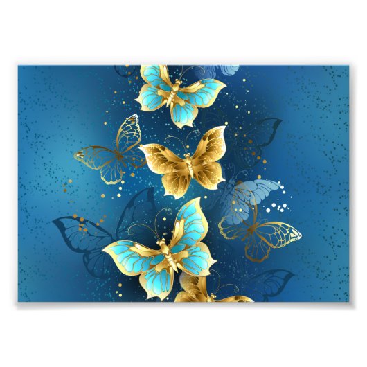 ゴールドの蝶 フォトプリント            (正面)