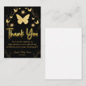 ゴールドの蝶 ブラック サンクス ベビーシャワー ノートカード (正面/裏面)