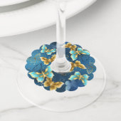 ゴールドの蝶 ワイングラスタグ (クローズアップ)