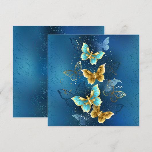 ゴールドの蝶 招待状 (正面/裏面)