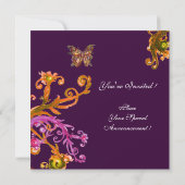 ゴールドの蝶（紫） エレガントでクラシックなウェディング 招待状 (裏面)