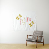 ゴールドの蝶 赤ちゃんシャワー オー ベイビー モダン タペストリー (インサイチュ(横))