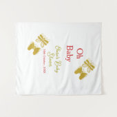 ゴールドの蝶 赤ちゃんシャワー オー ベイビー モダン タペストリー (正面(横))