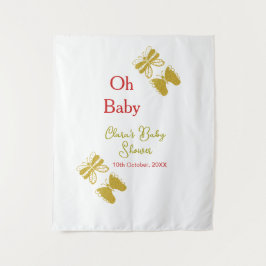 ゴールドの蝶 赤ちゃんシャワー オー ベイビー モダン タペストリー