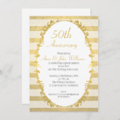 ゴールドの装飾が施された50周年招待状 招待状 (正面/裏面)