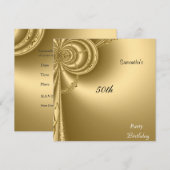 ゴールドの誕生日パーティーの招待状 招待状 (正面/裏面)