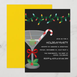 ゴールドの豪華なクリスマスホリデーパーティー 招待状