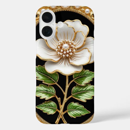 ゴールドの贅沢な白い花の作品 Case-Mate iPhoneケース (裏面)