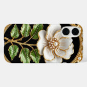 ゴールドの贅沢な白い花の作品 Case-Mate iPhoneケース (裏面 (横))