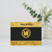 ゴールドの贅沢な装飾 犬の足跡 ゴールド箔と黒 ポストカード (スタンド正面)