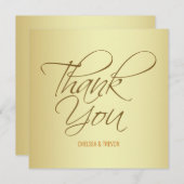 ゴールドの赤い筆記体の感謝カードをブラシ仕上げ (正面/裏面)