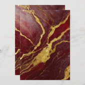 ゴールドの赤大理石模様 招待状 (正面/裏面)