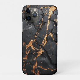 ゴールドの輝きを放つ大理石モダンアート ブラック iPhone 11 PROケース