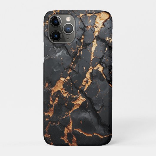 ゴールドの輝きを放つ大理石モダンアート ブラック Case-Mate iPhoneケース (裏)