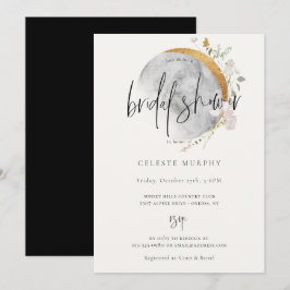 ゴールドの野生の花の月 ブライダルシャワーの招待状 招待状