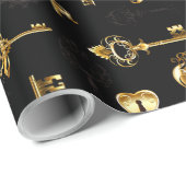 ゴールドの鍵のシームレスパターン ラッピングペーパー (ロールコーナー)