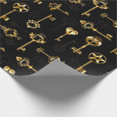 ゴールドの鍵のシームレスパターン ラッピングペーパー (角)