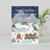 ゴールドの雪があしらわれた、特別なクリスマスカード 箔シーズンカード (立ち正面)