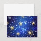ゴールドの雪の結晶が付いた青いクリスマスの背景 エンクロージャーカード (正面/裏面)