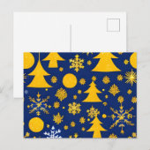 ゴールドの雪の結晶と木のフェスティブカード シーズンポストカード (正面/裏面)