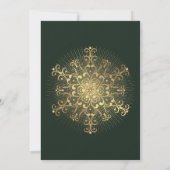 ゴールドの雪の結晶グリーンの冬のウェディング ブライダル シャワー 招待状 (裏面)