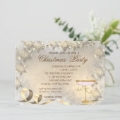 ゴールドの雪の結晶、ガラスのコーポレートクリスマスパーティー 招待状 (スタンド正面)