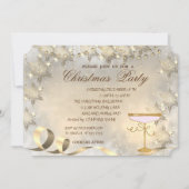 ゴールドの雪の結晶、ガラスのコーポレートクリスマスパーティー 招待状 (正面)
