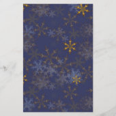 ゴールドの雪の結晶 クリスマスディナーメニューテンプレート (裏面)