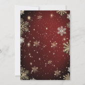 ゴールドの雪の結晶、クリスマスボール 赤 パーティー 招待状 (裏面)