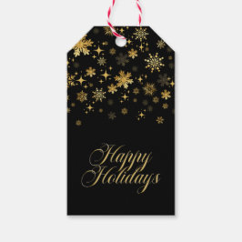 ゴールドの雪の結晶 ブラック クリスマス ギフトタグ