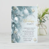 ゴールドの雪の結晶、ブルーボールの会社のクリスマスパーティー 招待状 (スタンド正面)