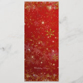 ゴールドの雪の結晶 赤いクリスマスのディナーメニュー メニュー (裏面)