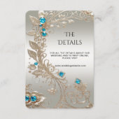 ゴールドの青い石の詳細な装飾が施された封筒カード エンクロージャーカード (正面)