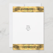 ゴールドの音符と結婚式 招待状 (裏面)