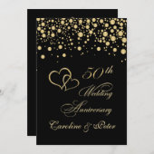 ゴールドの飾り 50周年結婚記念日招待状 招待状 (正面/裏面)