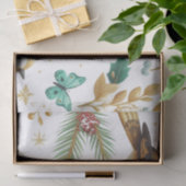 ゴールドの鳥とエメラルドグリーンの蝶 ティシューペーパー 薄葉紙 (ギフト)