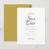 ゴールドの鳩とハート エレガント スクリプト Save the Date ポストカード (正面/裏面)