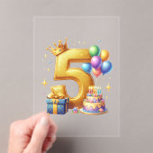 ゴールドの５歳の誕生日 アクリル招待状 (インサイチュ (ポータブル))