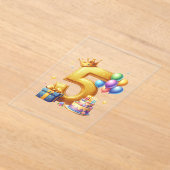 ゴールドの５歳の誕生日 アクリル招待状 (レイダウン)