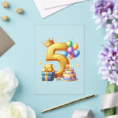 ゴールドの５歳の誕生日 アクリル招待状 (インサイチュ (ウェディング))