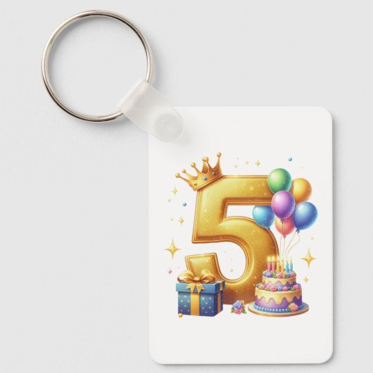 ゴールドの５歳の誕生日 キーホルダー (正面)